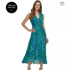 New with tags.DkNy dress.   Gorgeous chiffon flowy.  Green and blue.